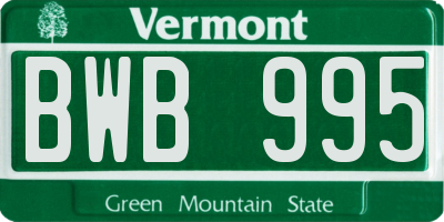 VT license plate BWB995