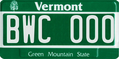 VT license plate BWC000