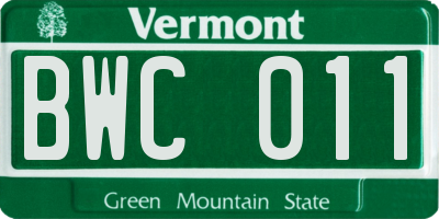 VT license plate BWC011