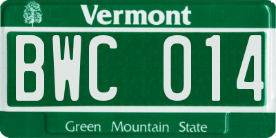 VT license plate BWC014