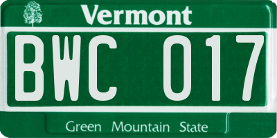 VT license plate BWC017