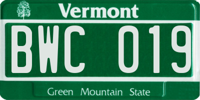 VT license plate BWC019