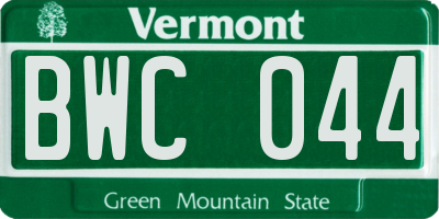 VT license plate BWC044