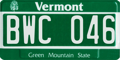 VT license plate BWC046