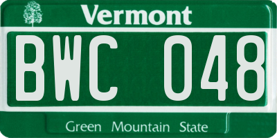 VT license plate BWC048