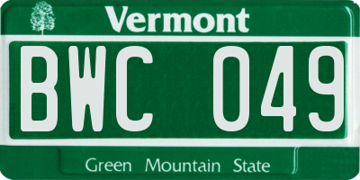 VT license plate BWC049