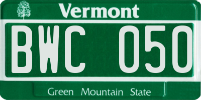 VT license plate BWC050