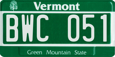 VT license plate BWC051