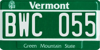 VT license plate BWC055