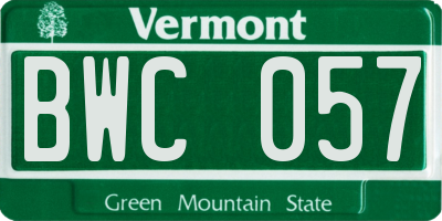 VT license plate BWC057