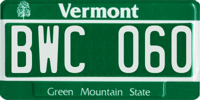 VT license plate BWC060