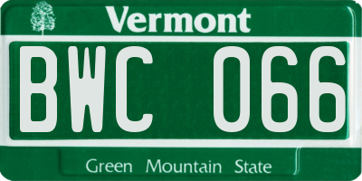 VT license plate BWC066