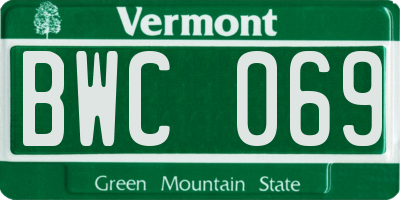 VT license plate BWC069