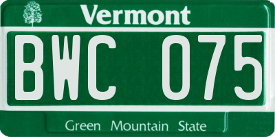 VT license plate BWC075