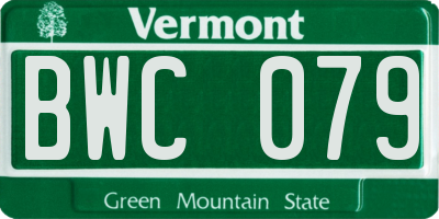 VT license plate BWC079