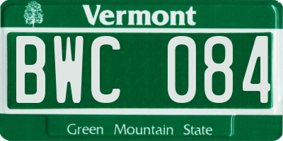 VT license plate BWC084