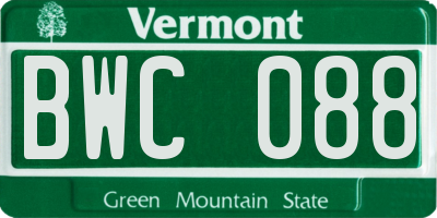VT license plate BWC088
