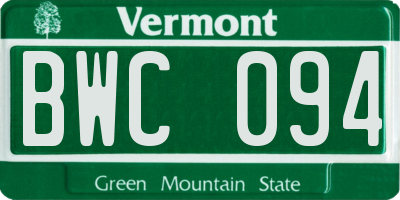 VT license plate BWC094