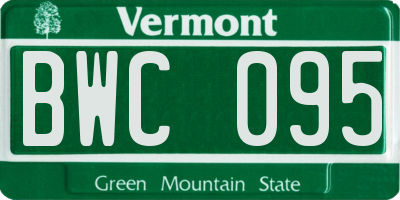 VT license plate BWC095