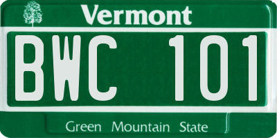VT license plate BWC101