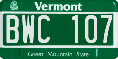 VT license plate BWC107