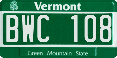 VT license plate BWC108