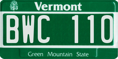VT license plate BWC110