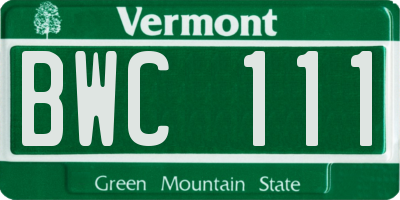 VT license plate BWC111