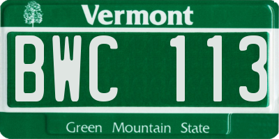 VT license plate BWC113