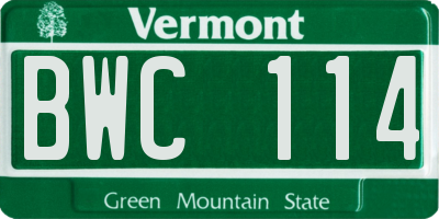 VT license plate BWC114