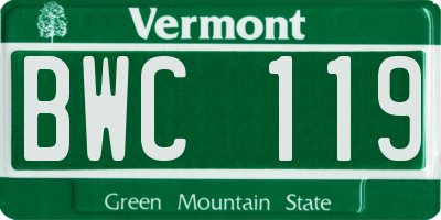 VT license plate BWC119
