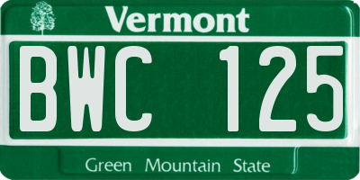VT license plate BWC125