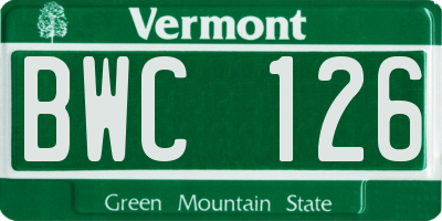 VT license plate BWC126
