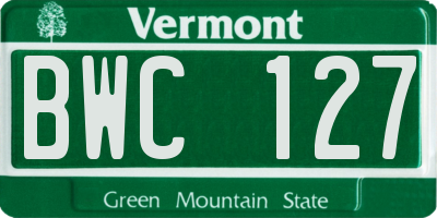 VT license plate BWC127