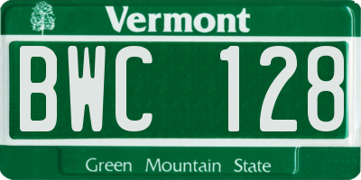 VT license plate BWC128