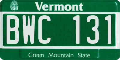 VT license plate BWC131