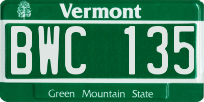 VT license plate BWC135