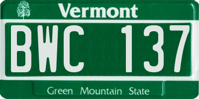 VT license plate BWC137