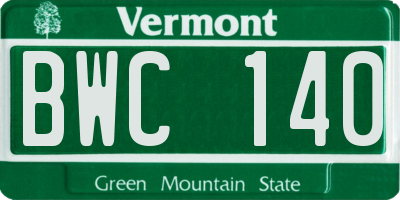VT license plate BWC140