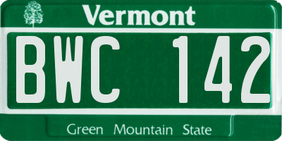 VT license plate BWC142