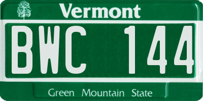 VT license plate BWC144