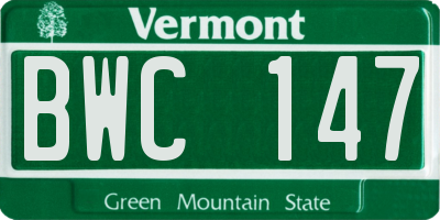 VT license plate BWC147