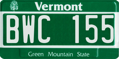 VT license plate BWC155