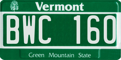 VT license plate BWC160