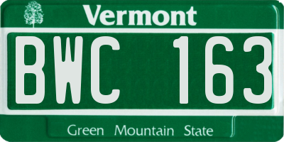 VT license plate BWC163