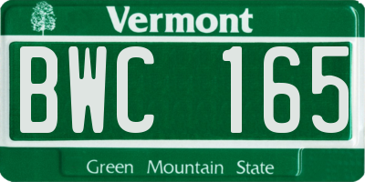 VT license plate BWC165