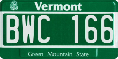 VT license plate BWC166