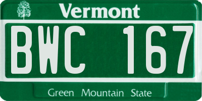 VT license plate BWC167