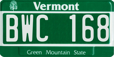 VT license plate BWC168