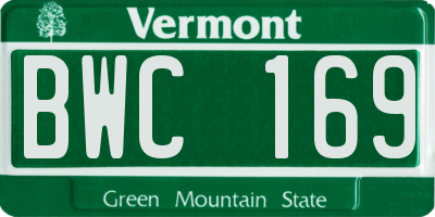 VT license plate BWC169